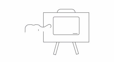 Sanal iletişimin ve dijital çağdaki etkili sunum becerilerinin önemini vurgulayan çevrimiçi sunum yapan bir kişinin çizimi.