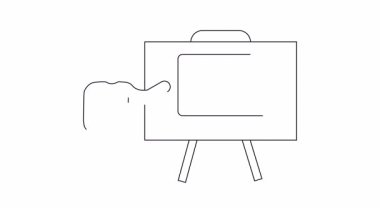 Bir sunum sırasında dizüstü bilgisayarda gösterilen negatif geri bildirim sunan bir kişinin basit bir çizimi. Çeşitli kavramlar için uygun.