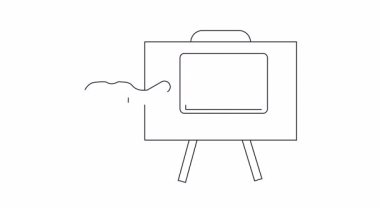 Ekranda takvim uygulaması sunan bir kişinin basit bir tasviri. İş, teknoloji veya içerik zamanlaması için ideal.