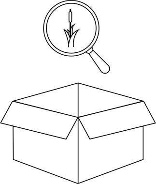 Açık bir kutunun üzerindeki büyüteçle incelenen bir kuyruk çizgisi çizimi keşif ya da soruşturma öneriyor..