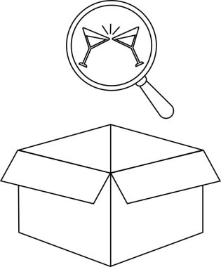 Bir büyüteç açık bir kutunun üstündeki kokteyl bardaklarına odaklanır. Kutu içinde bir parti ya da kutlama arayışını sembolize eder..