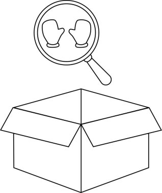 Üzerinde büyüteç olan bir kutunun siyah ve beyaz çizgisi eldivenleri gösteriyor. Bu da kışlık kıyafet arayışı anlamına geliyor..