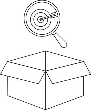 Bir illüstrasyon hedefin açık bir kutunun üzerine yerleştirilmiş ok ile hedeflenen pazarlama stratejilerini sembolize ediyor..