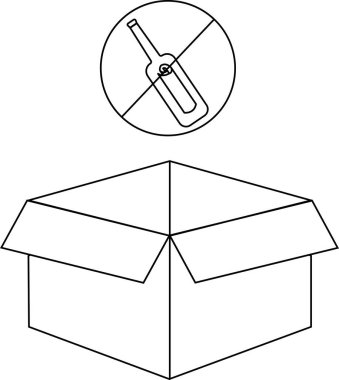 Üzerinde alkol sembolü olmayan, ambalaj ve içki yasağını temsil eden basit bir çizgi çizimi..