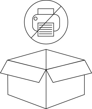 Yazdırma sembolü olmayan, yazdırılmaması gereken ya da yakınlaştırılmaması gereken ögeler için özel kullanım ya da ambalaj gereksinimlerini gösteren bir kutu.