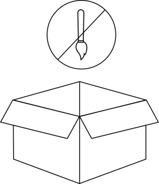 Boya sembolü olmayan, ambalaj talimatları veya boya uygulamasına karşı uyarılar için ideal bir kutu çizgisi çizimi.