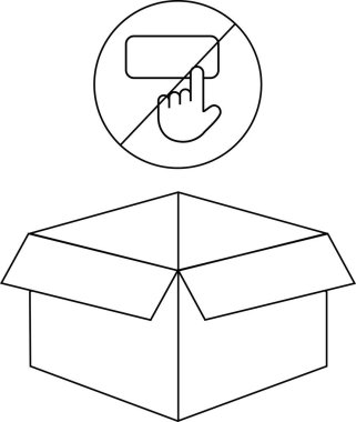 Bir kutuya dokunmamayı belirten açık bir uyarı simgesi, açık bir kutunun üzerinde yasak işareti olan bir el..