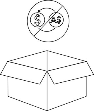 Üzerinde döviz döviz sembolü olan bir kutu, kutunun içinde döviz kuruna izin verilmediğini gösterir..