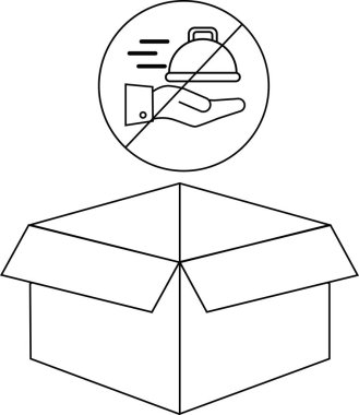 Açık bir karton kutunun üzerine yemek teslimatı yapılmadığını gösteren bir sembol..