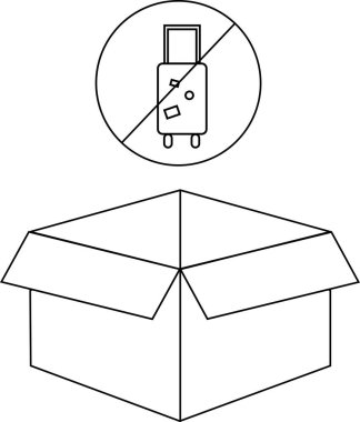 Kargo kısıtlamasını gösteren, üzerinde bagaj sembolü çizilmiş bir kutu tasvir eden basit bir çizgi sanat simgesi..