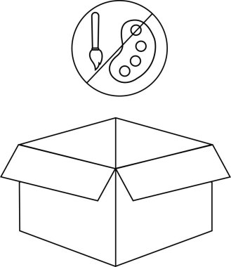 Üzerinde resim malzemesi olmadığını gösteren bir sembol olan açık bir karton kutunun basit bir çizimi..