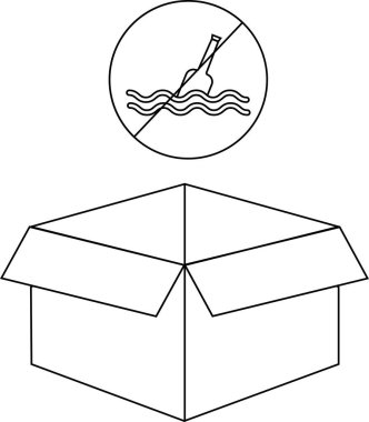 Üzerinde bir sembol bulunan açık karton bir kutunun siyah-beyaz bir çizgisi olan su şişesini tasvir etmesi, yasağı gösteriyor..