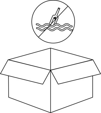 İçindekilerin su yollarında yok edilmemesi gerektiğini belirten bir ambalaj sembolü, açık bir karton kutunun üzerine yerleştirilmiş.