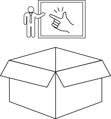 İçinde diyagram olan basit bir çizgi çizimi, bir adamın eli işaret ederek ani bir hareket yaptığını gösteriyor. Bu da kolaylıkla açılabileceğini gösteriyor..
