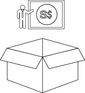 Açık bir kutunun üzerinde Singapur Doları tabelası gösteren bir çizgi, yatırım olanaklarını veya finansal beklentileri simgeliyor..