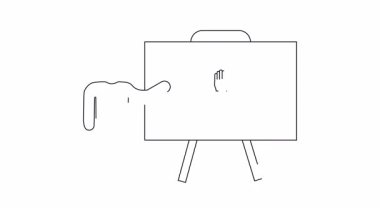 Laptop güvenliği hakkında sunum yapan bir kişinin basit bir çizgi çizimi, potansiyel savunmasızlıkları ve güvenlik tedbirlerini vurguluyor.