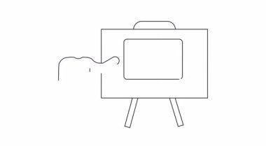 Tahtada hamburger sunan birini gösteren basit bir çizgi sanat animasyonu. Gıda, iş ve sunumla ilgili içerik için harika.