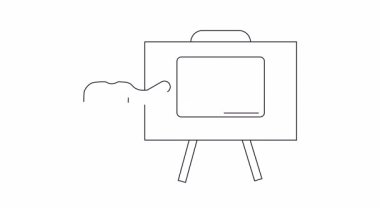 Hukuk veya eğitim içeriği için ideal, adalet terazisi ile dizüstü bilgisayar ekranı sunan bir kişi.