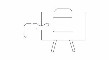 Eğitim içeriği ve sunumlar için mükemmel olan çevrimiçi eğitimi beyaz tahtada sunan bir kişinin basit bir çizimi.