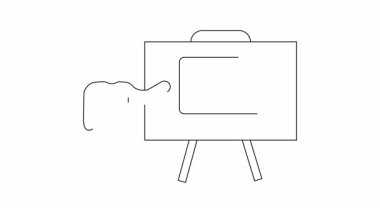 Bilgisayar ekranında bir anahtar ve kilit gösterilerek siber güvenlik üzerine bir sunum resmedildi. Sunucu ekranın yanında duruyor..