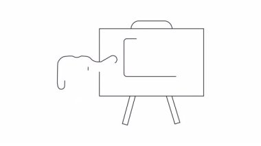 Laptop veri transferi hakkında sunum yapan kişinin basit bir tasviri, eğitim veya iş içeriği için idealdir.