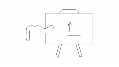 Dizüstü bilgisayar tamiri üzerine bir sunum gösteren basit bir çizim, eğitici veya öğretici içerik için ideal. DIY rehberleri ve teknik dersler için mükemmel..