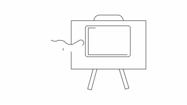 Güvenli taslak ikonu olan bir dizüstü bilgisayarın sunumu, güvenlik ve finans konuları için mükemmel. Basit ve temiz tasarım.