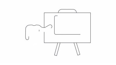 Güneş simgesini gösteren bir dizüstü bilgisayarda sunum yapan kişinin basit bir çizgisi..