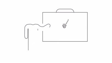 Bir iş fikrini beyaz tahtada bir alışveriş arabası ve ampulle sunan birinin basit bir çizimi..