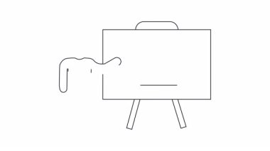 Beyaz tahtada el sıkışma ve alışveriş arabası çizimi olan bir iş sunumunun basit bir çizimi.