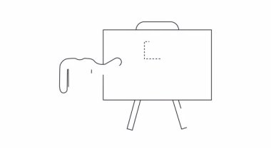 Bir kişinin bir tahtaya cüzdan ve alışveriş arabası ile e-ticareti veya online alışveriş kavramlarını temsil eden basit bir çizimi.