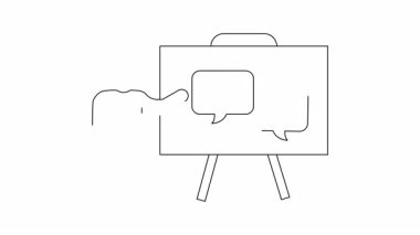 Finansal bir planı beyaz tahtada takvim ve dolar işareti ile sunan birinin basit bir çizimi. İş veya finans içeriği için mükemmel.