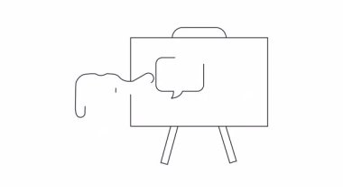 Kredi kartı ve dolar işaretiyle beyaz tahta sunan birinin basit bir çizimi. Finansal veya iş sunumları için ideal.