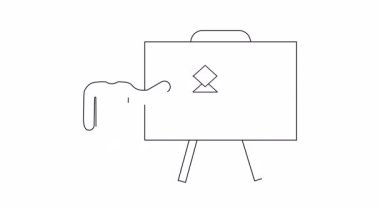 Bir kişi, iş stratejisi ve haberleşmeyi gösteren e-posta ve para sembolleriyle bir mali plan sunar.