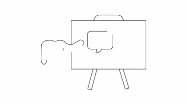 Beyaz tahtada finansal kavramları sunan bir kişinin basit bir tasviri, iş ve eğitim içeriği için mükemmel..