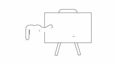 Finansal ya da iş sunumları için ideal, üzerinde dolar işareti olan bir alışveriş arabasını sunan bir kişinin basit bir çizimi.