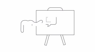 Bir kişinin finans üzerine sunum yaparken çizdiği basit bir çizgi, üzerinde bir cüzdan ve dolar işareti olan bir yazı..