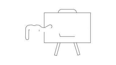 Bir çöp adam, e-ticaret ve dijital pazarlama stratejilerini resmetmek için ideal olan beyaz tahta kullanarak çevrimiçi bir alışveriş konsepti sunar..