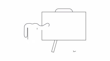 Bir kişi, iş ve perakende kavramları için ideal fiyat etiketli bir alışveriş arabasının beyaz tahta çizimini sunar.