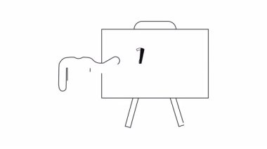 Finans ve iş konularında bir sunum. Bir konuşmacı soru işareti ve dolar işareti olan bir tahtaya işaret ediyor..