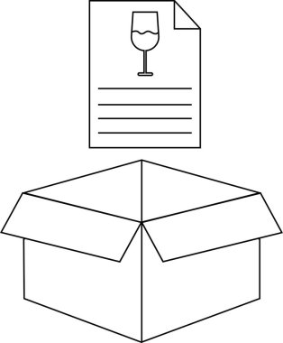 Üzerinde açık flaplar ve bir belge simgesi olan, nakliye ve teslimatı temsil eden, beyaz üzerine izole edilmiş bir karton kutu..
