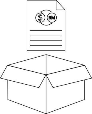 Finansal işlemleri, nakliyeyi veya uluslararası ticareti sembolize eden açık bir karton kutunun içine bir döviz kuru dökümanı yerleştirilir..