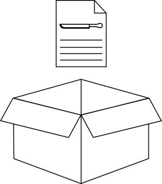 Bıçaklı açık bir kutunun tasviri, paketleme veya teslimatla ilgili tasarımlar için idealdir..