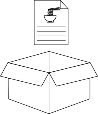 İçinde erişte tarifi olan açık bir kutunun resmi. Basit siyah beyaz çizgiler..
