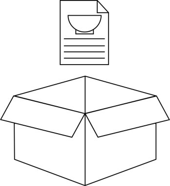 Üzerinde yemek tarifi olan açık bir kutunun tasviri, basit bir taslak biçiminde resmedilmiş..
