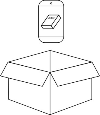 Akıllı telefon, açık bir karton kutunun üzerinde, modern dağıtım ve lojistik teknolojisini sembolize eden bir paket izleme uygulaması gösterir..