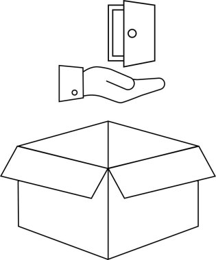 Yeni fırsatlar ve olasılıkları temsil eden, açık bir kutunun üstündeki kapıyı temsil eden bir elin sembolik bir çizimi..