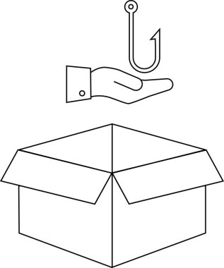 Açık bir kutunun çizgili bir çizgisi. Eli kancalı. Şeytana uymayı veya gizli bir gündemi simgeliyor..