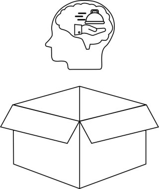 Yemek servisi fikrini tasvir eden kavramsal bir illüstrasyon. Yenilik ve teslimatı sembolize ediyor..