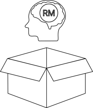 Kutunun dışında düşünmenin kavramsal çizimi, açık bir kutunun üzerinde bir beyin olması, yenilikçi fikirleri ve problem çözmeyi sembolize ediyor..